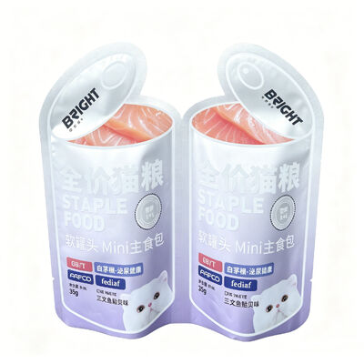 Kalite Sterilize edilebilir Retort Mini Islak Kediler Yemeği İçin Ayaklı Cüppe. Yüksek Bariyer Sıcaklığa Sabit Evcil hayvan Yemeği Paket Cüppeleri 35g Küçük Porsiyon Fabrika