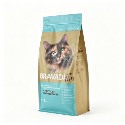Quality Wholesale 2kg Large Capacity Cat Food Eight Side Seal Bag | Matte Color Block Flat Bottom Zipper Pouch With Custom Cat Breed Image Printing factory
