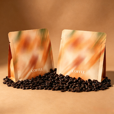 Kalite Custom Gradient Printed White Kraft Eight Side Seal Coffee Bag. Kızarmış Kahve Fasulyesi Paketleri İçin Yeniden Kapanabilir Fermuarlı Düz Alt Cüzdan Fabrika