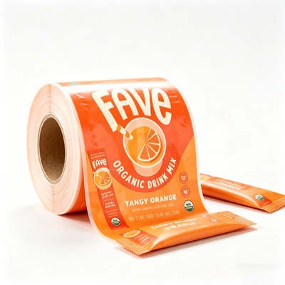 Qualité Film de rouleau de mélange de boisson orange 10g imprimé sur mesure pour l'emballage de sachets de poudre à grande vitesse Usine